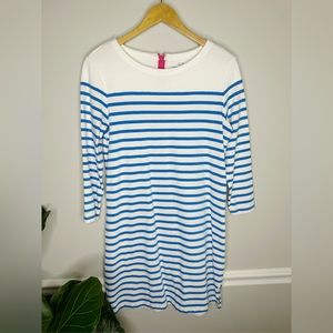 Vineyard Vines white with blue Stripes 3/4 sleeve Dress